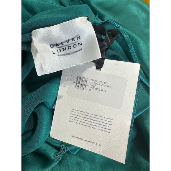 Galvan London Pandora Asymmetrical Bias Cut Dress In Emerald US 6 $1795 - Picture 10 of 11